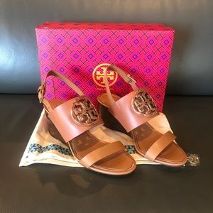 Tory Burch Miller Metal Logo Wedge Sandal